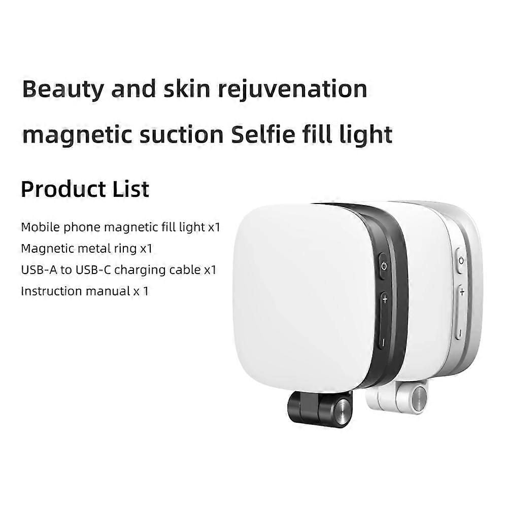 Magnetic Fill Light for Live Broadcast, Mobile Phone Ring Light, Mirror,Beauty Selfie Light,Compact Portable Light White(White)