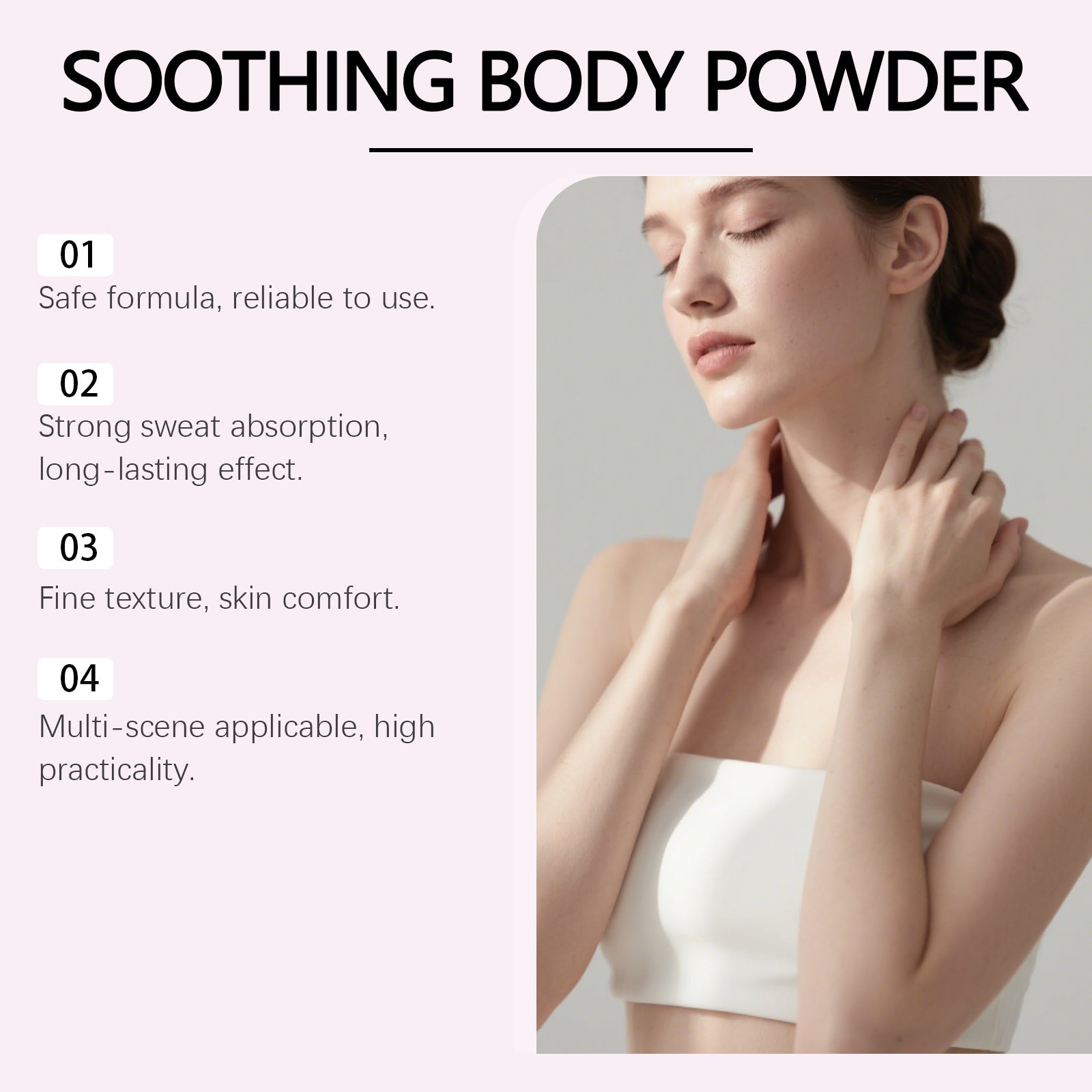 Breathable Skin Talcum Powder, Summer Sweat Protection, Refreshing, Non-Sticky ,100g