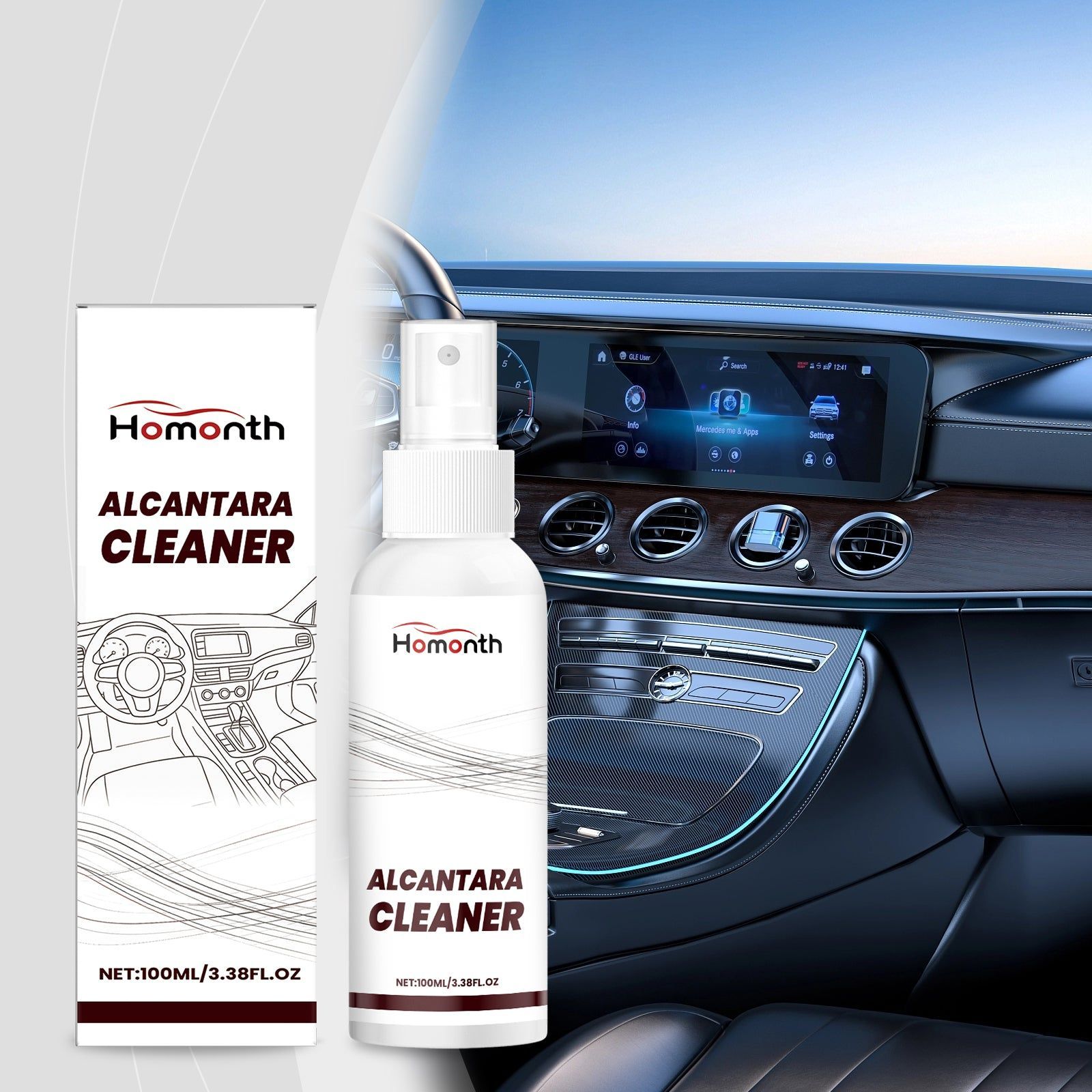 Car Interior Cleaning Spray, Leather Brightening, Dust and Oil Stain Remover ,100ml