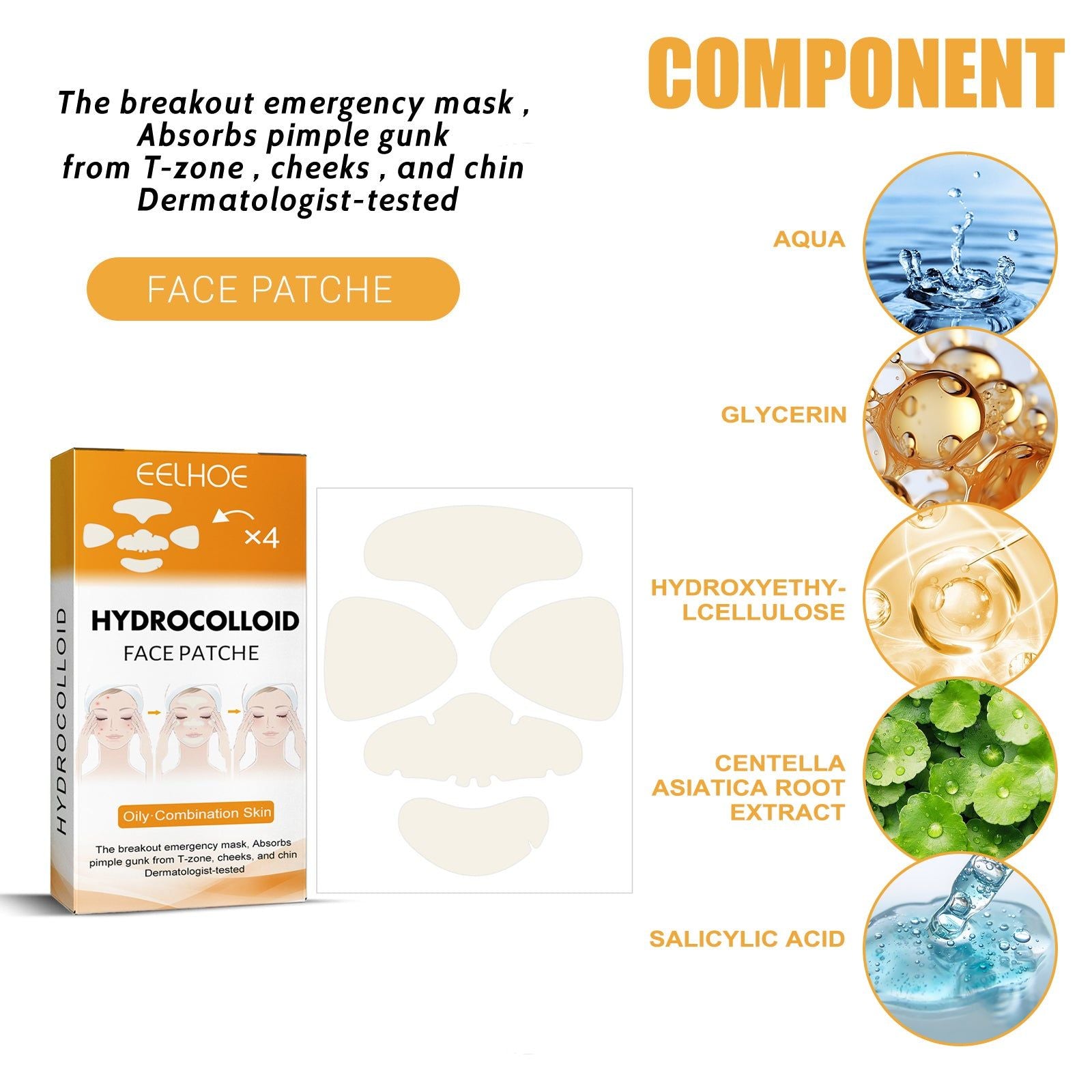 Clear Skin Hydrogel Acne Patch, Reduce Pimples, Invisible, Portable, Overnight Results ,20pcs
