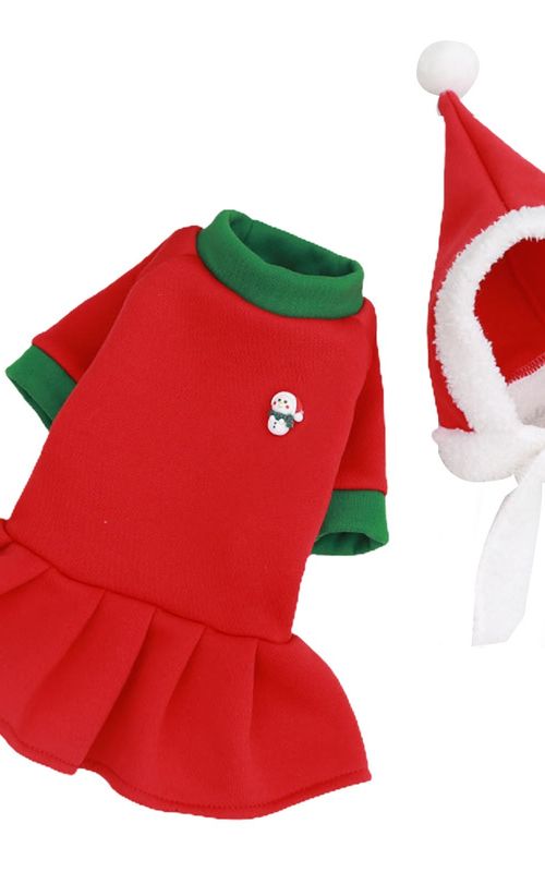 2pcs Pet Clothes Hat Kit Christmas Dogs Snowman Cosplay Dress Pets Costume