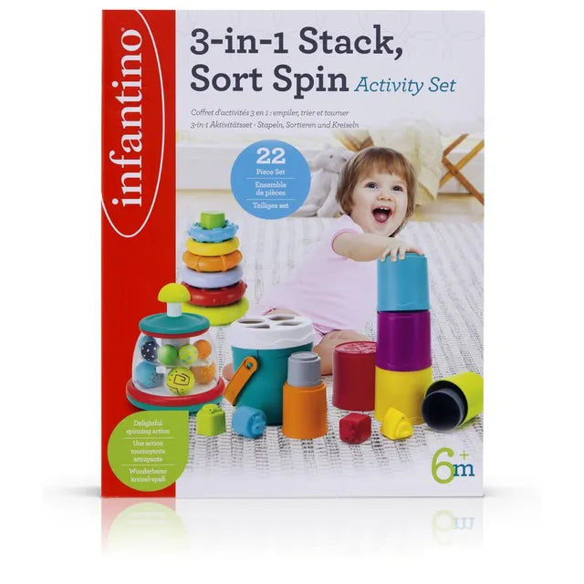 Infantino - 3-In-1 Stack, Sort Spin Activity Set