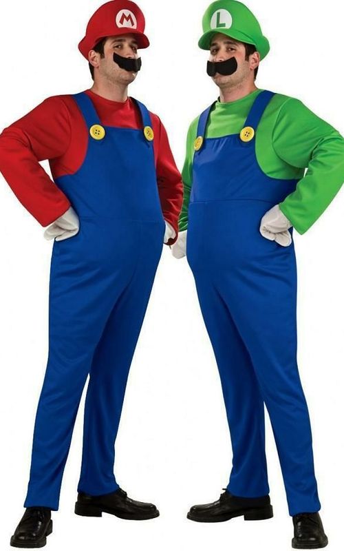 Super Mario Costume Halloween Luigi Brothers Plumber Jumpsuit Cosplay Suit For Adult Kids