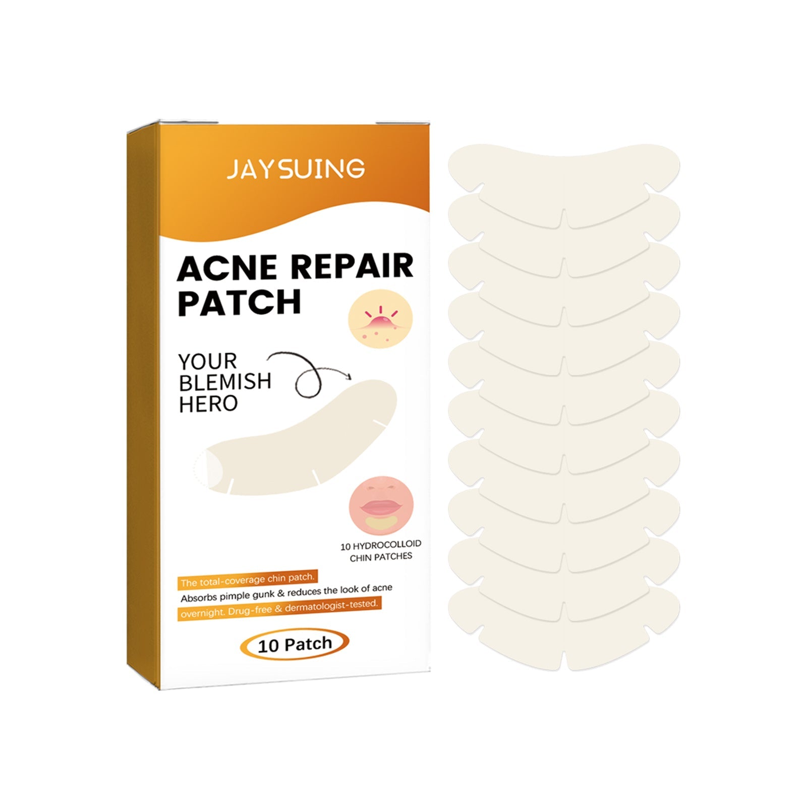 Chin Acne Patch, Smoothing Pimple & Oil Absorbing Hydrocolloidal Mask ,10pcs