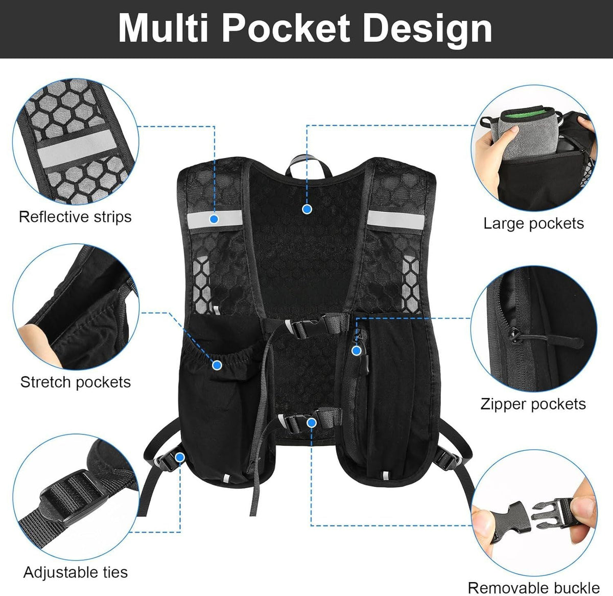 Running Vest Running Backpack Hydration Vest Reflective Hydration Water Pack