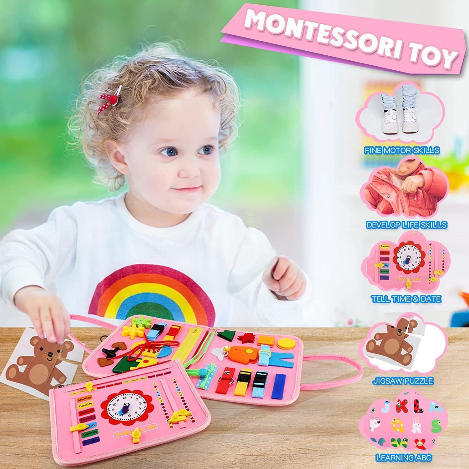 Montessori Busy Board Toddler Montessori Play Board for Boys Girls