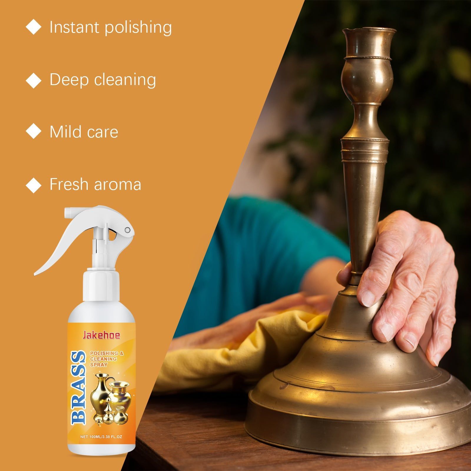 Brass Cleaning Spray, Fast Shine & Decontamination, Gentle Polishing, Keep Brass Bright ,100ml