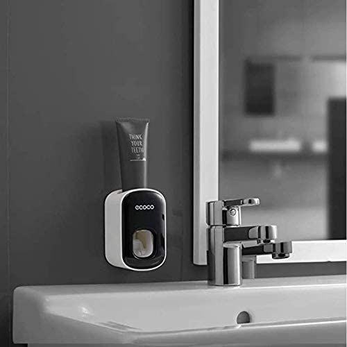 Automatic Toothpaste Dispenser Toothbrush Holder Wall Mounted Bathroom Storage