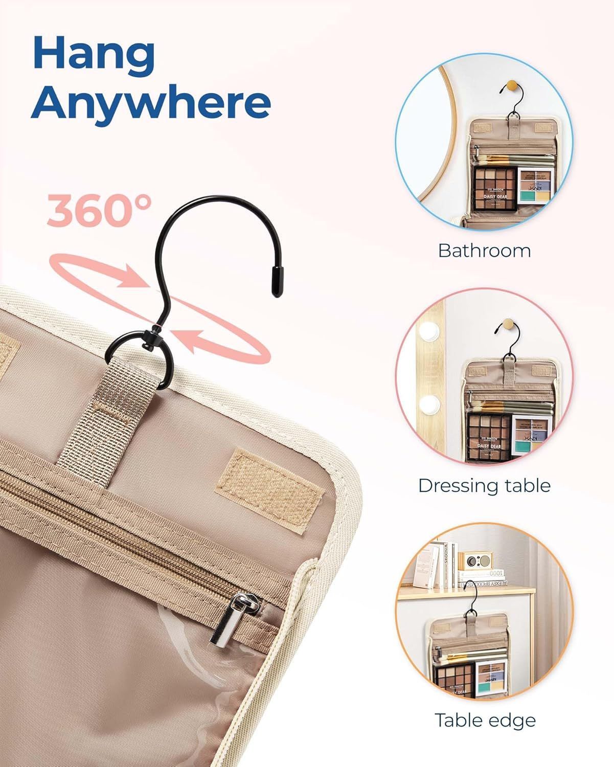 Makeup Bag Large Capacity Portable Organizer Travel Case for Toiletries Cosmetics