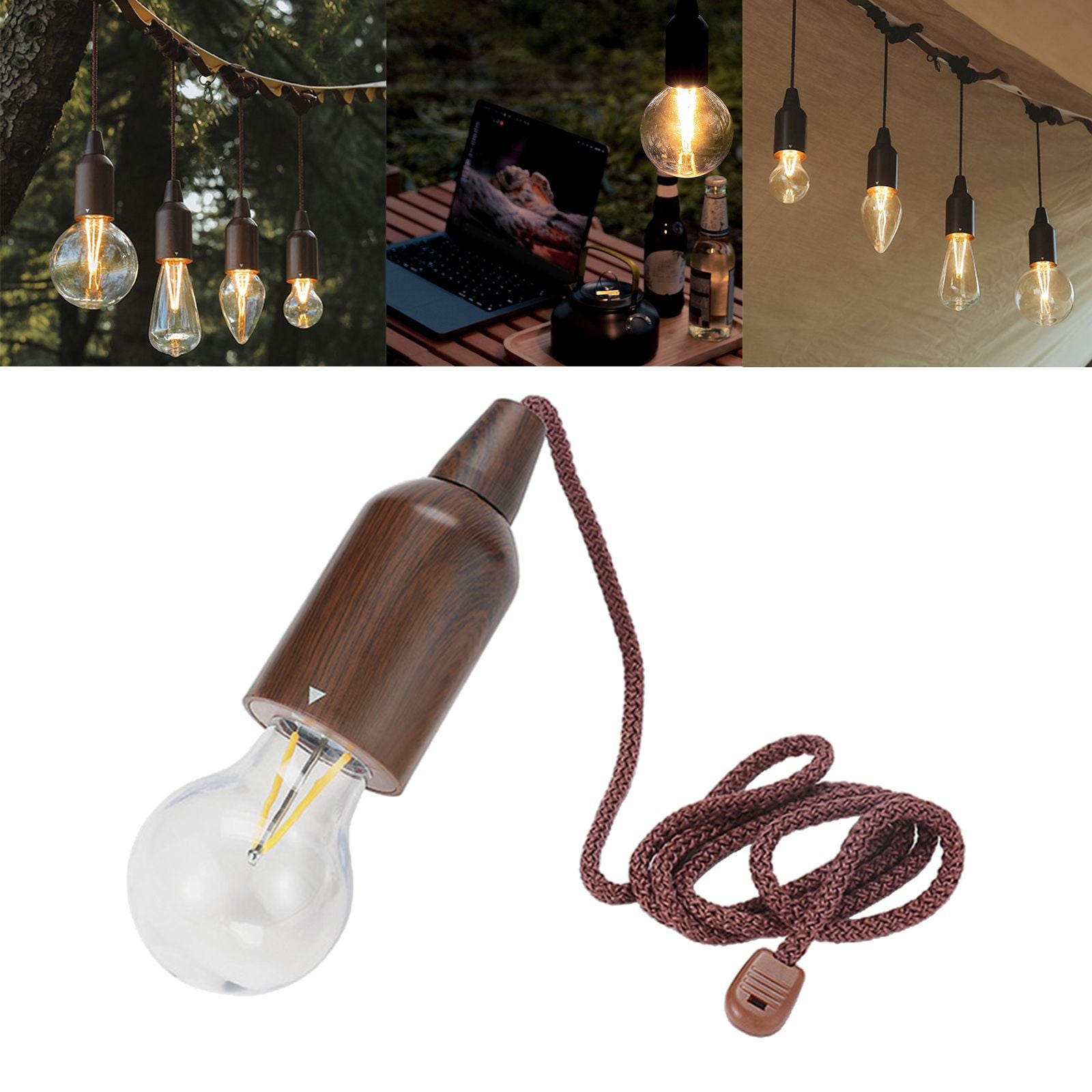 Pull Camping Lamp Waterproof Hanging Atmosphere Light For Patio Garden Tent