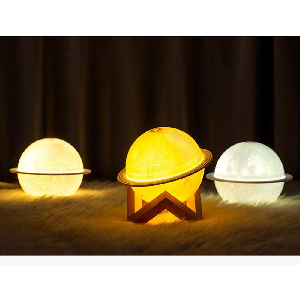 3D Planet Humidifier USB Small Night Light Planet Lamp Bedroom Saturn Light With Bracket
