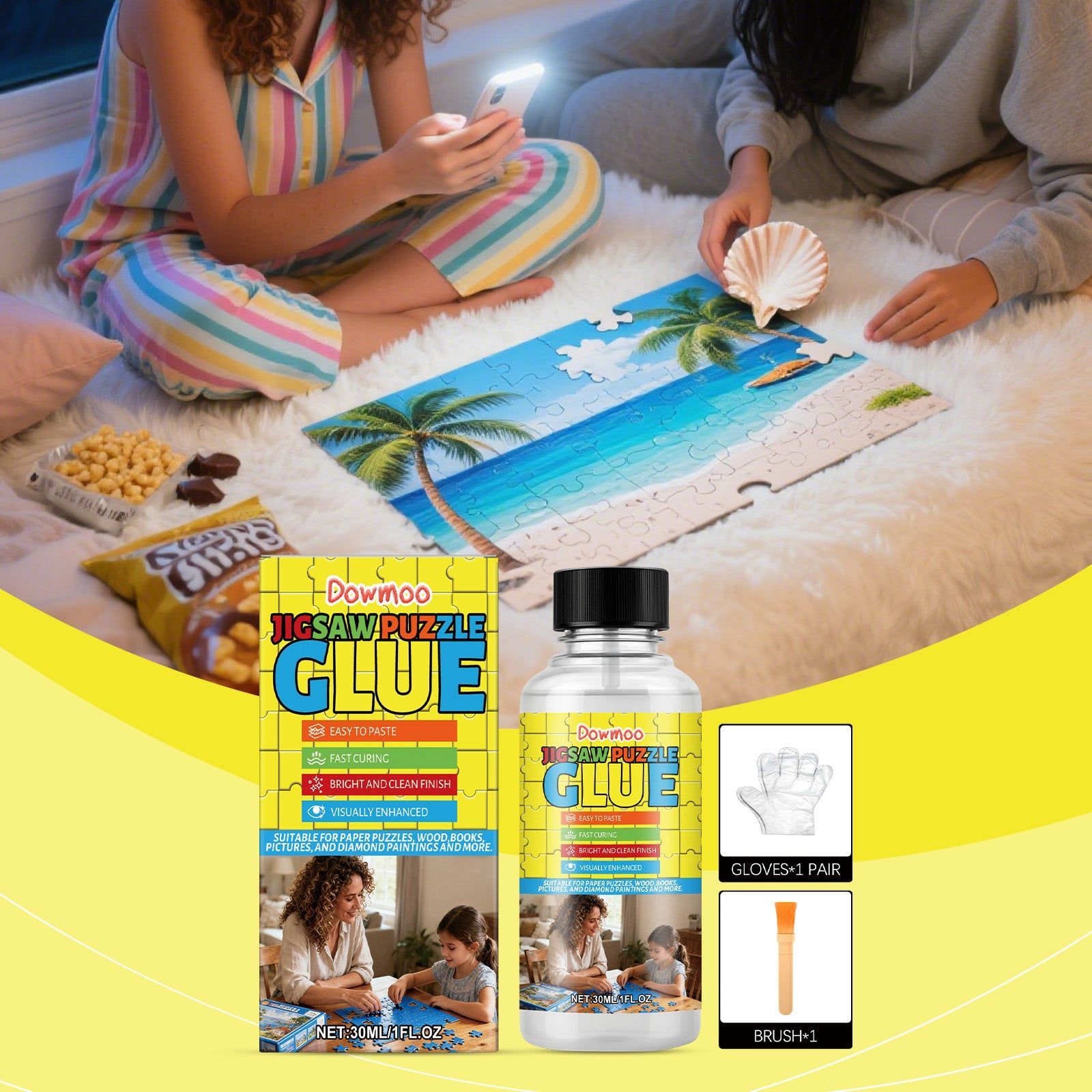 Convenient Jigsaw Puzzle Glue Set, Easy Bonding for Home and Office, Fade and Scratch Resistant ,1set