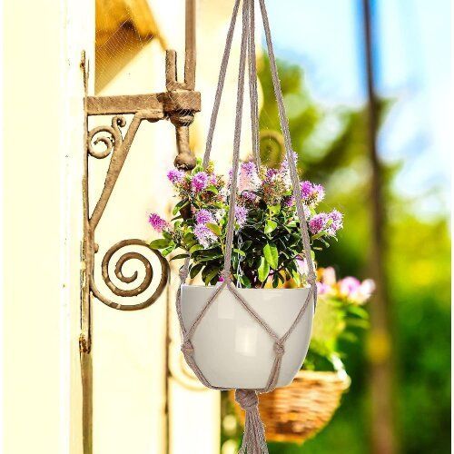 4pcs Macrame Plant Hangers Pot Woven Holder Garden Decoration 105 Cm And 90 Cm