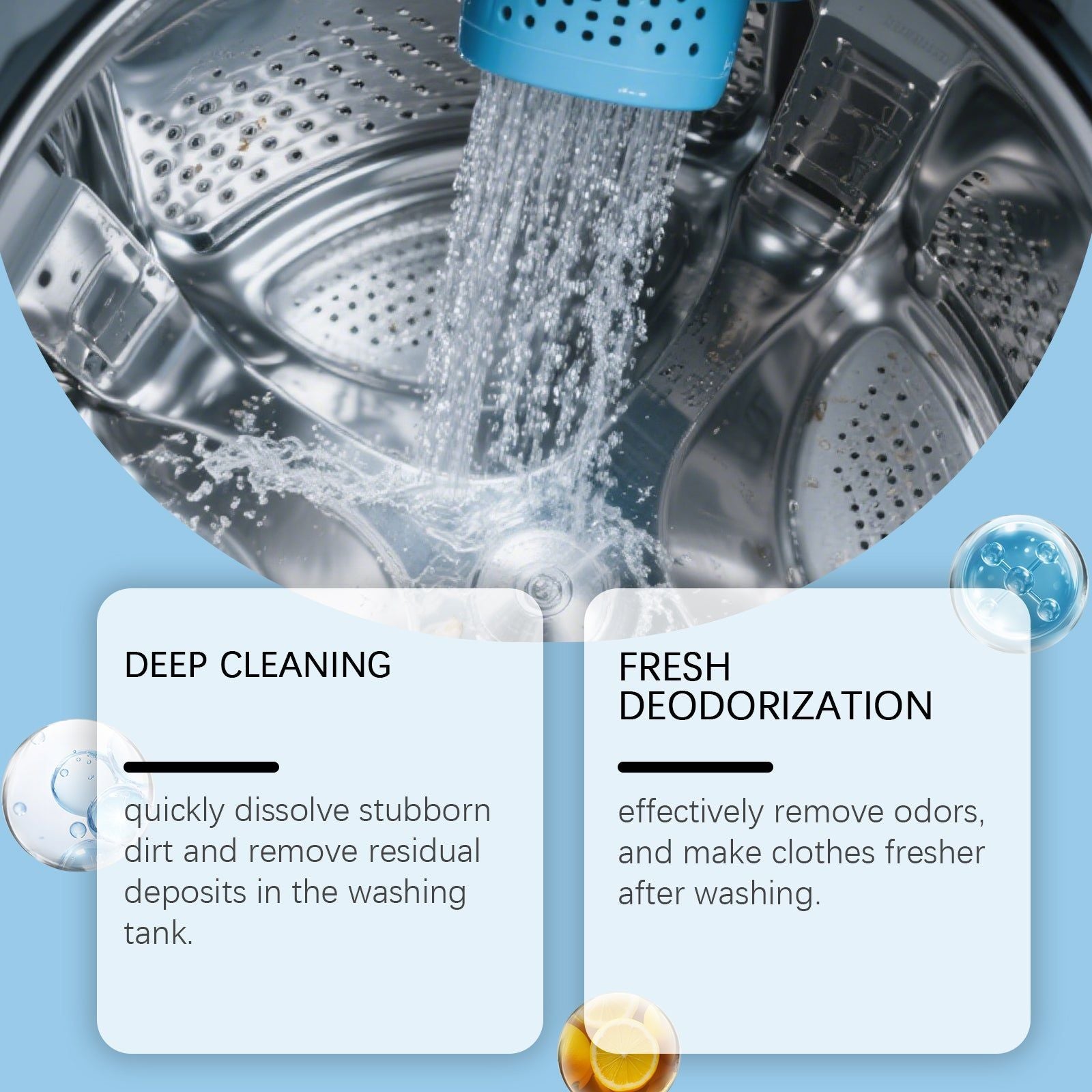 Deep Cleaning Washing Machine Tablets, Odor Removal, Stain & Residue Cleaner ,12pcs