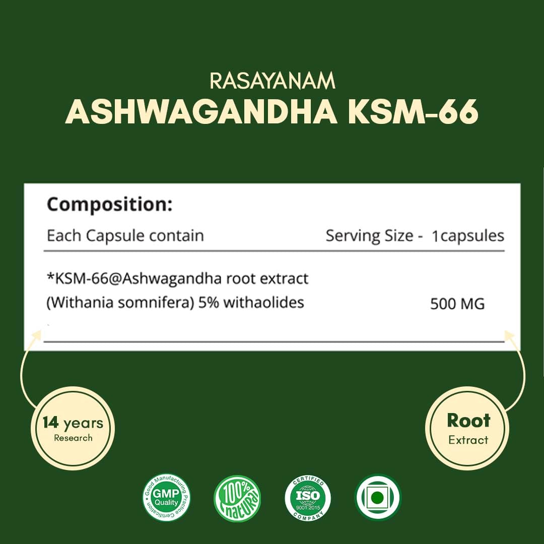 Rasayanam Ashwagandha KSM66 500mg 60 Capsules