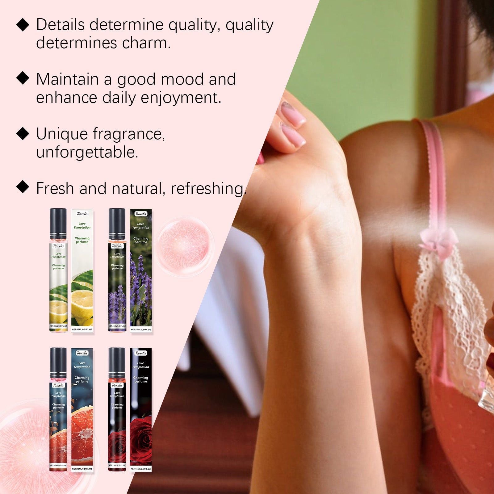 Charm Citrus Perfume, Retain Fragrance, Long-lasting, Elegant, Fresh, Portable ,15ml