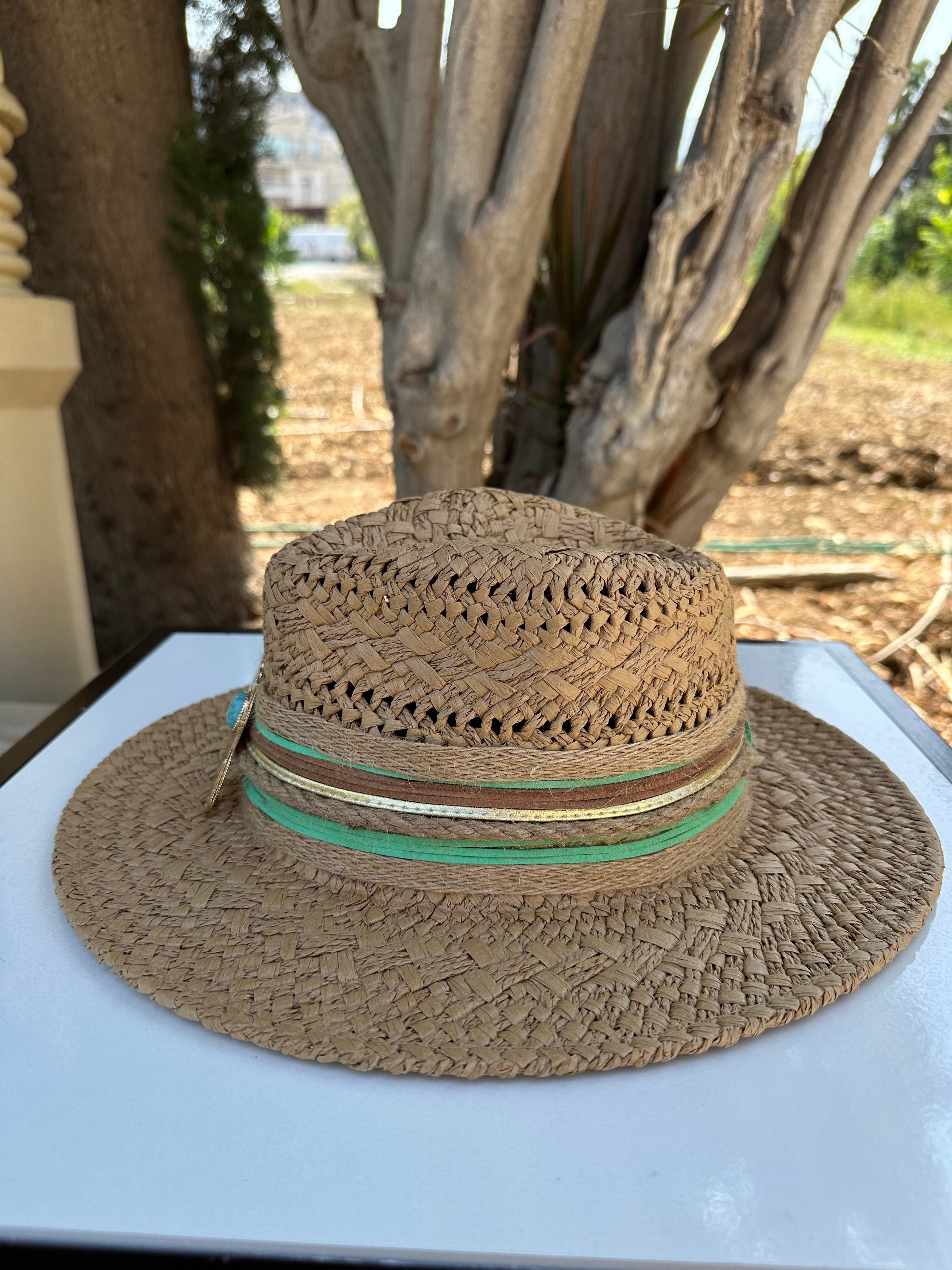 By Rita Raphael Camel Hamsa Straw Hat