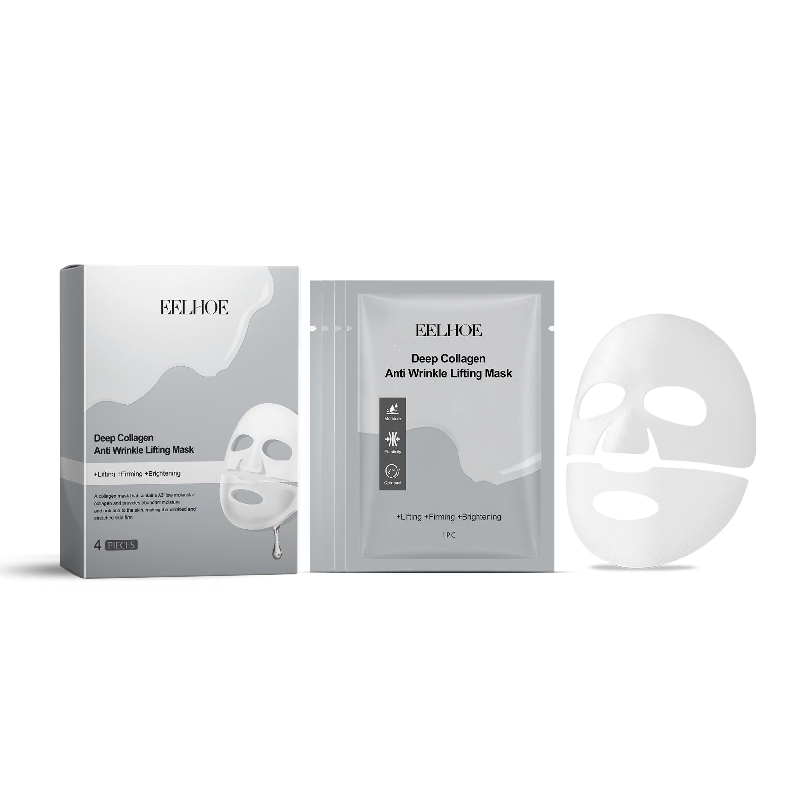 Collagen Facial Mask Box Set, Hydrating, Rejuvenating, Brightening, Anti-Aging, Skin Nourishing ,4 pieces