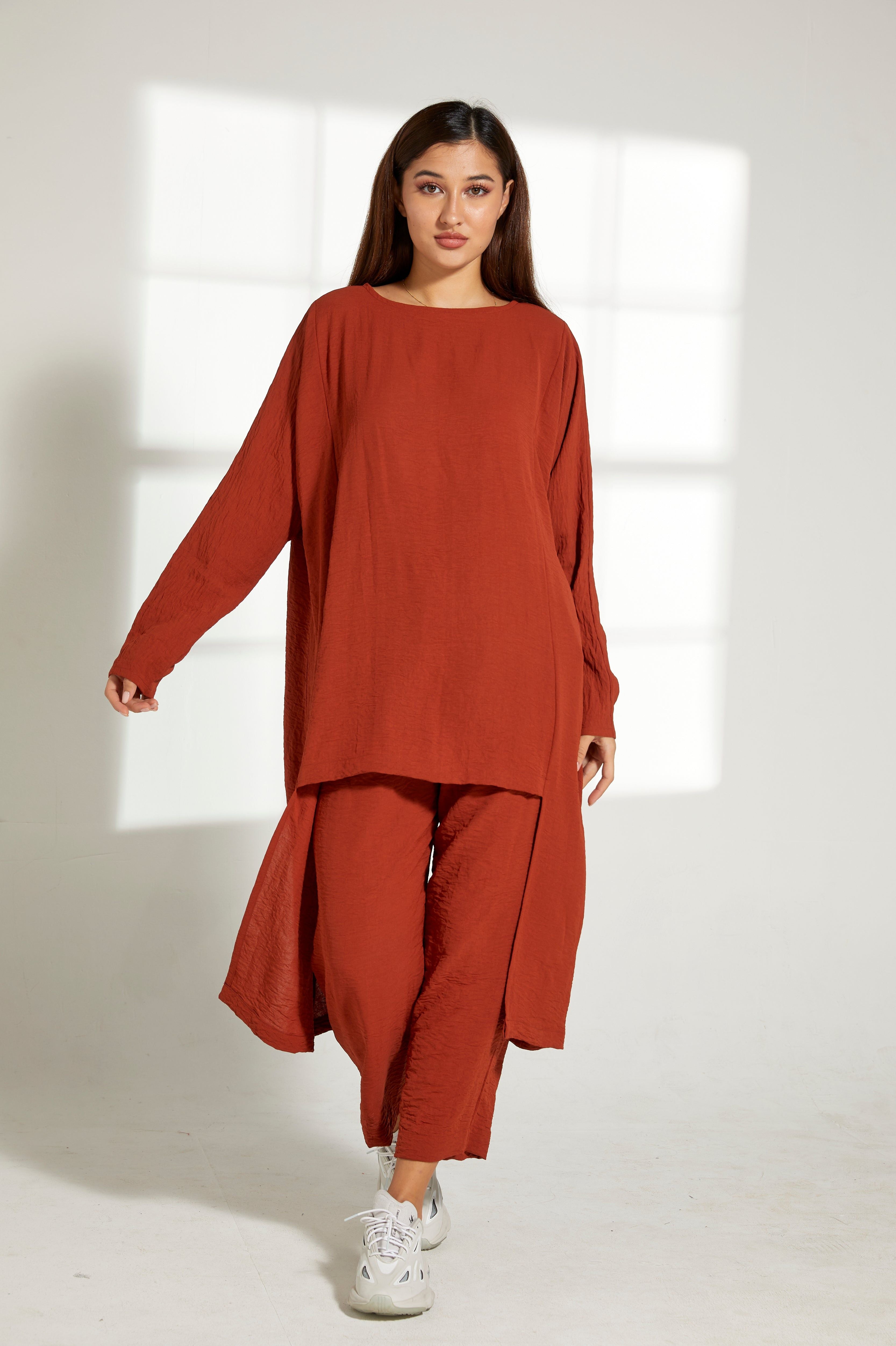 MOiSTREET Orange CEY Fabric Top and Pants Set