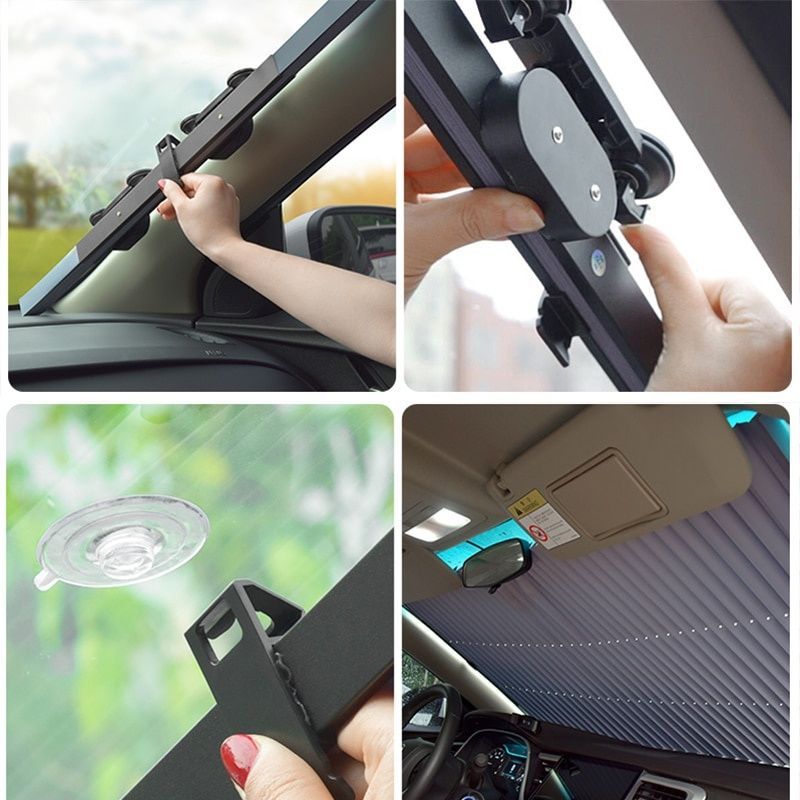 Car Windshield Sun Shade Front Windscreen Roller Heat Insulation UV Protector Window Cover