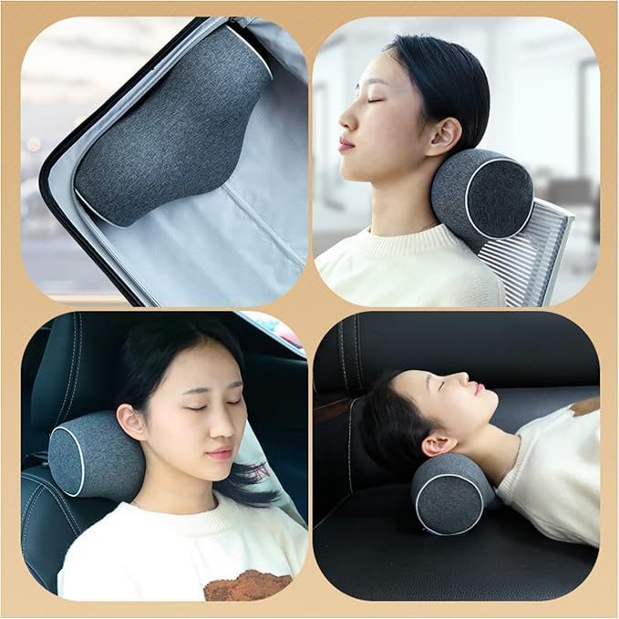 Memory Foam Cervical Roll Pillow Hard Round Bolster for Neck Pain Relief Travel