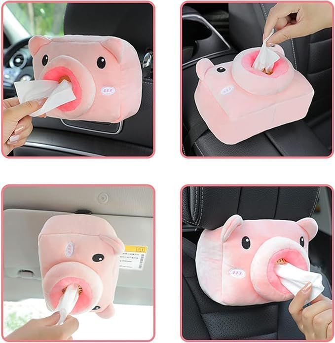 Car Tissue Holder Plush Animal Napkin Dispenser Organizer Auto Interior Accessories