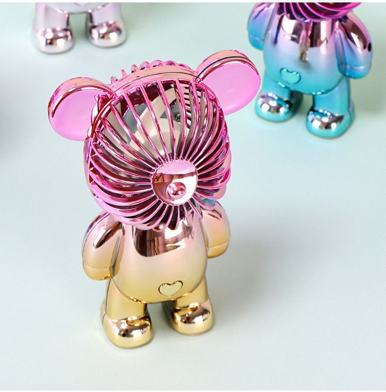Colorful Bear Fan Gradient Electroplating Bear Electric Fan Portable Fan