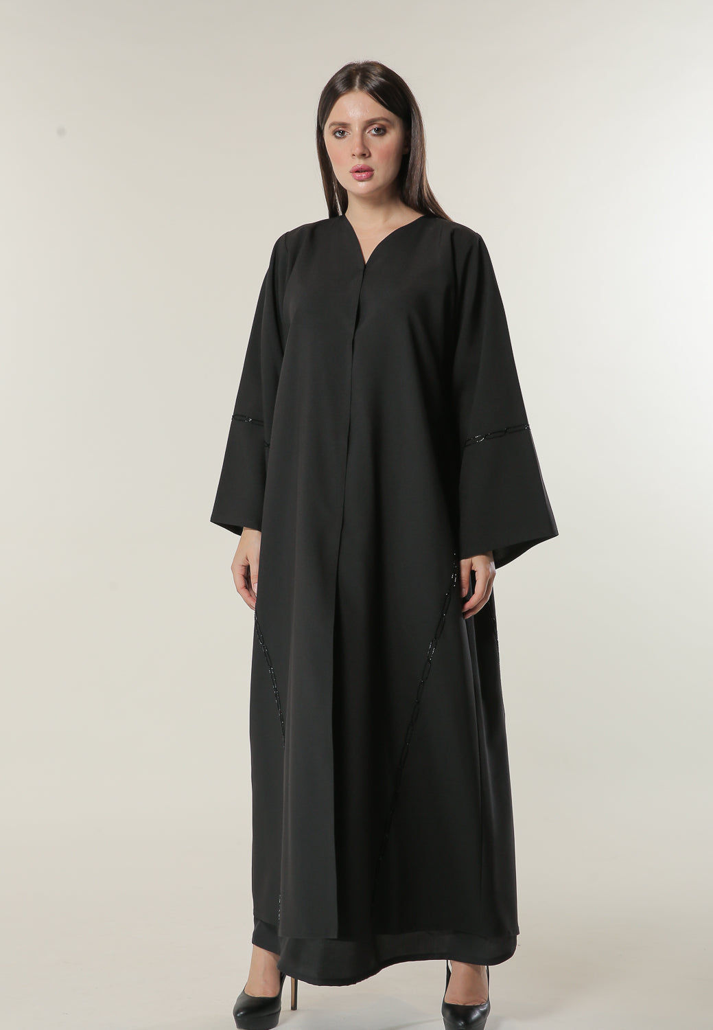 MOiSTREET Black Formal Abaya with Handwork