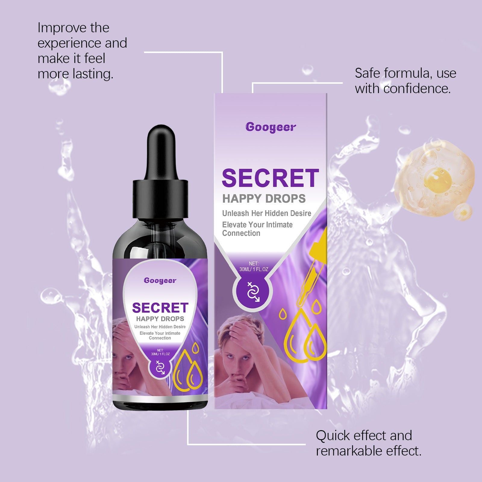 Secret Happiness Drops for Body Care, Enhance Pleasure, Boost Intimacy, Natural Mint Extract ,30ml