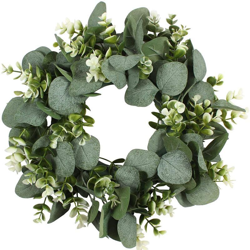 Artificial Eucalyptus Wreath 12inch Artificial Green Leaves Wreath for Front Door