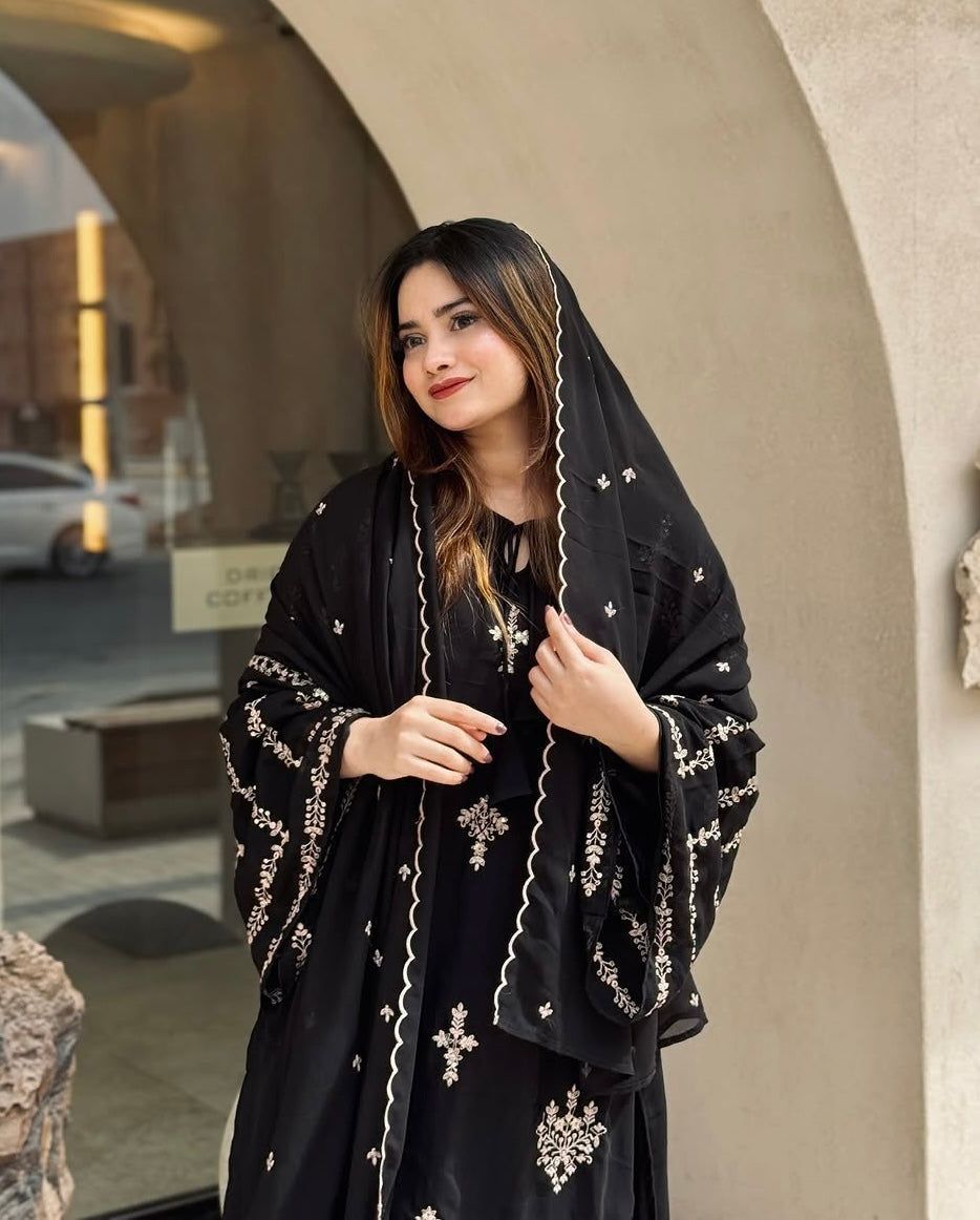 Fab Zone Women’s Designer Party Wear Look Top Plazzo & Dupatta Set