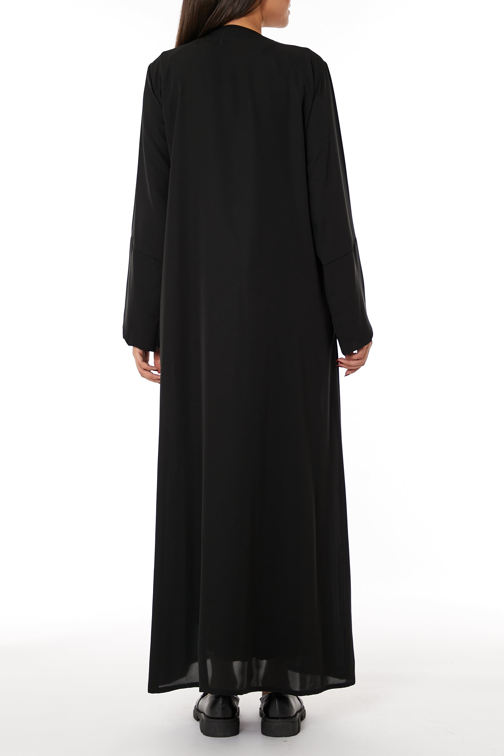 MOiSTREET Black Nida Open Front Embroidered Abaya