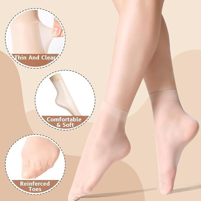 Pack of 6 Sheer Nylon Summer Socks for Women's