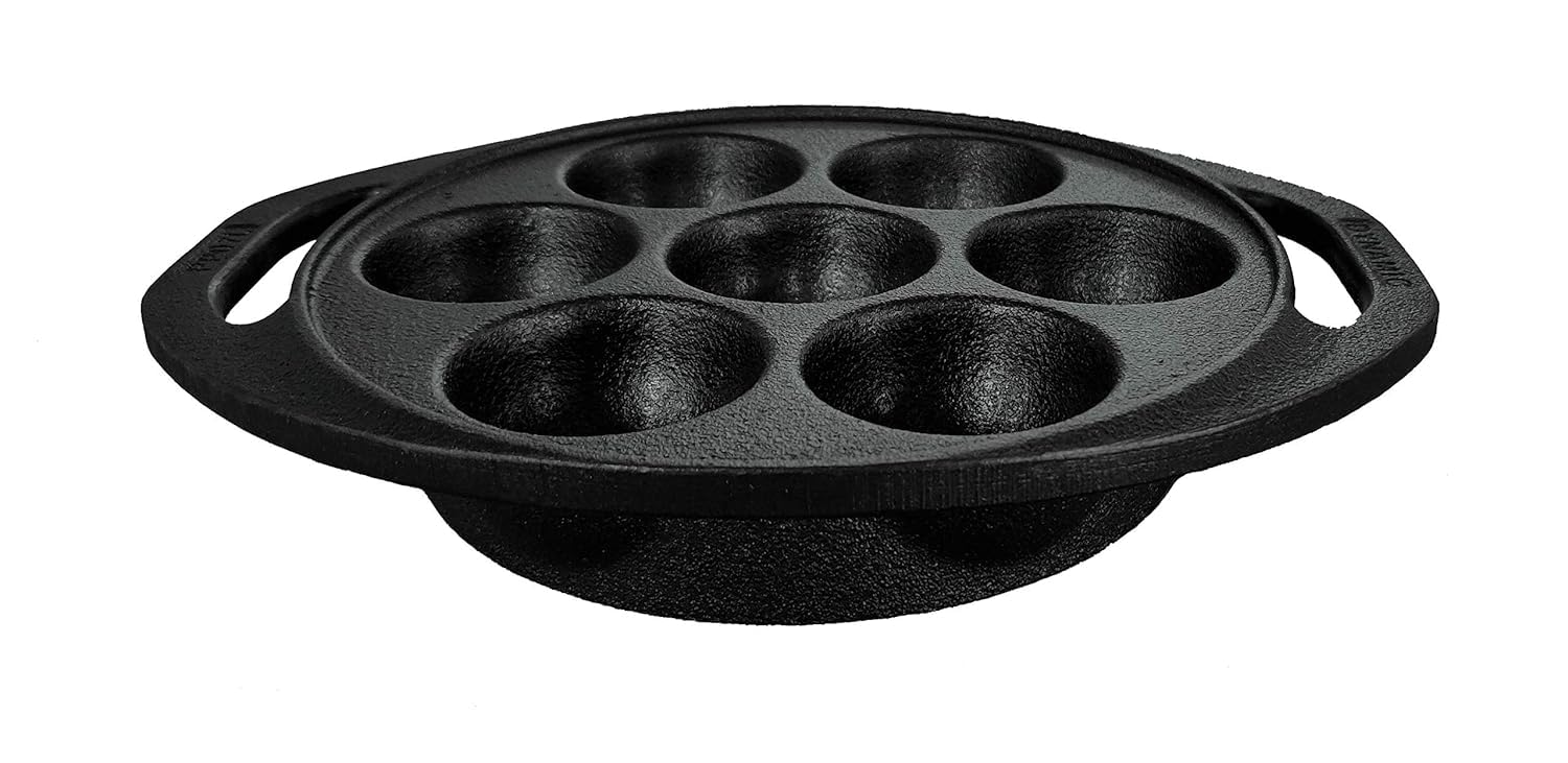 Cast Iron Paniyaram Pan 7 Pit Pre Seasoned Induction Friendly