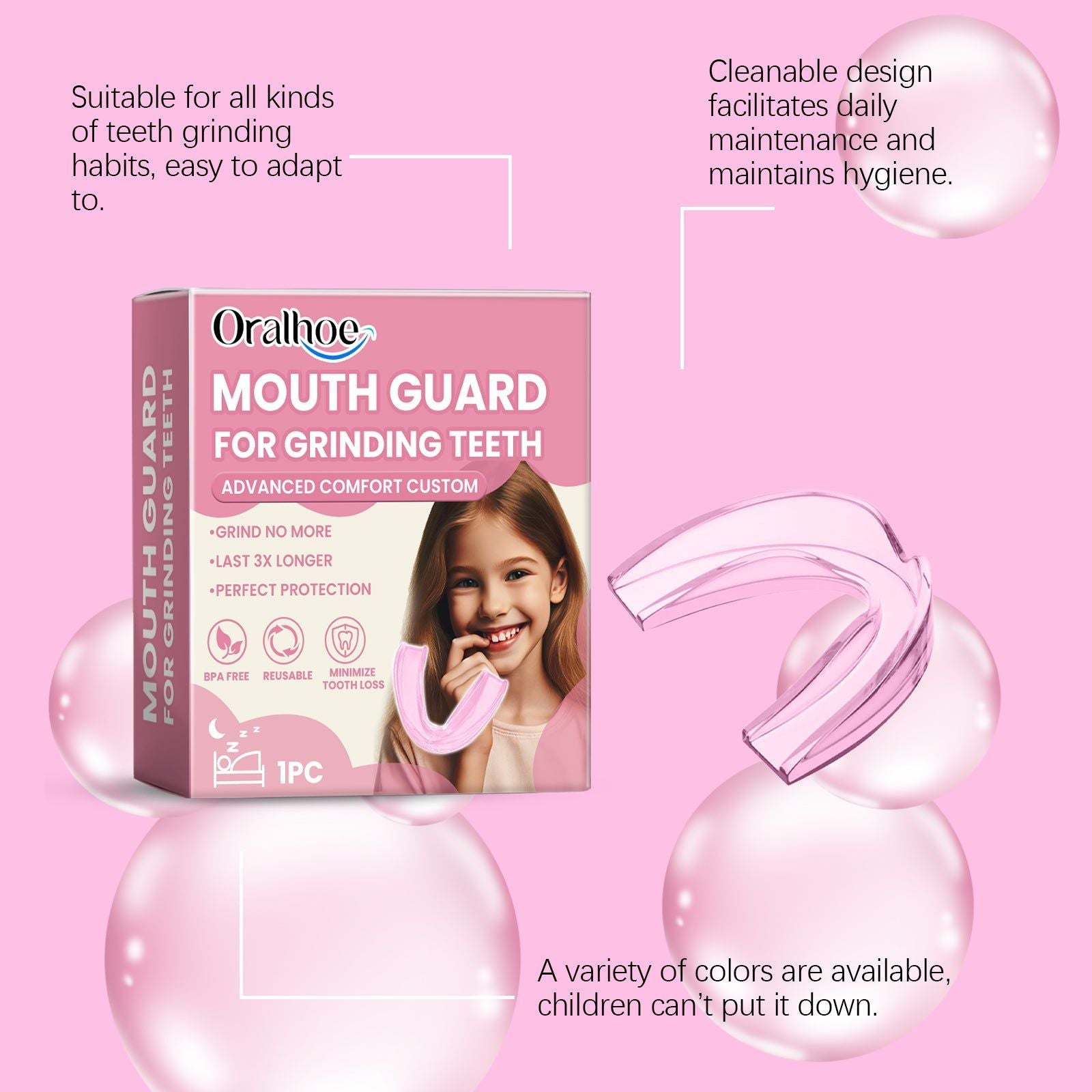 Children's Molar Mouthguard for Night Teeth Grinding, Oral Care, Sleep Better ,1pcs
