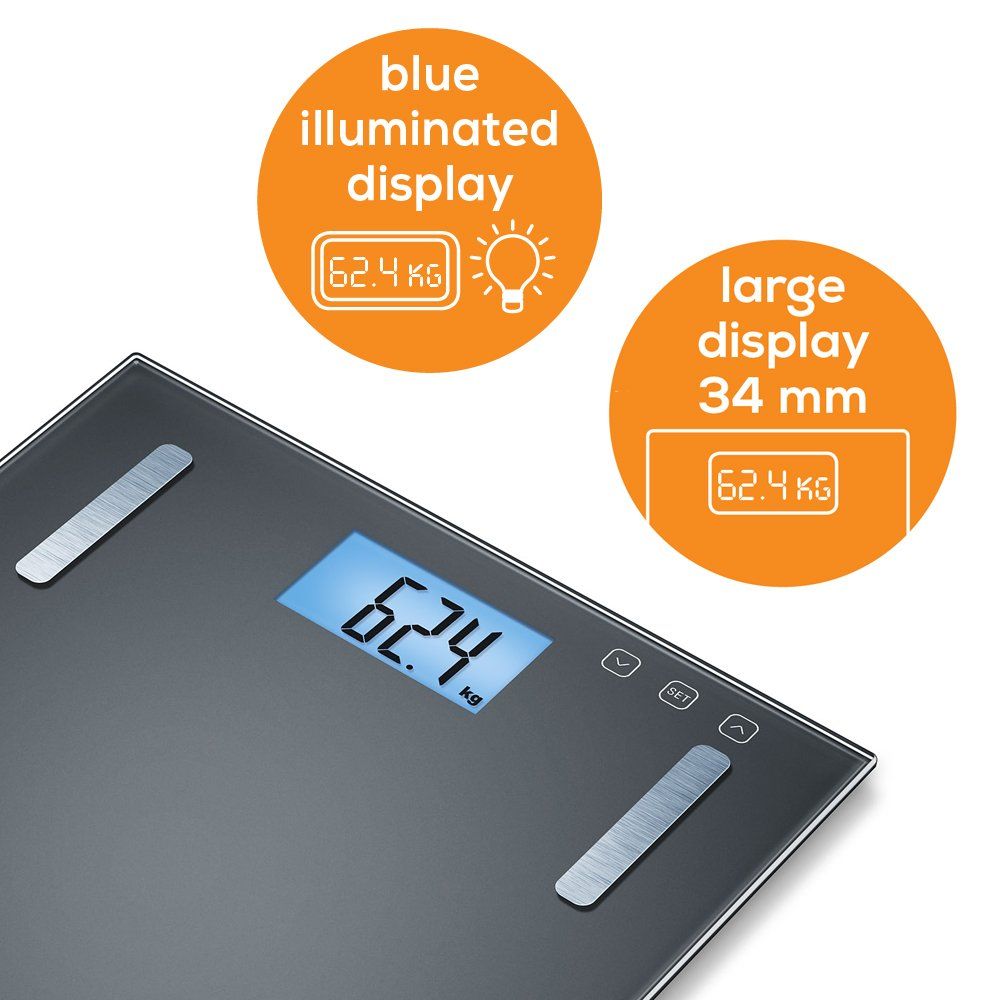 Beurer BF 180 Diagnostic Body Fat Scale with BMI Calculator and Large LCD Display