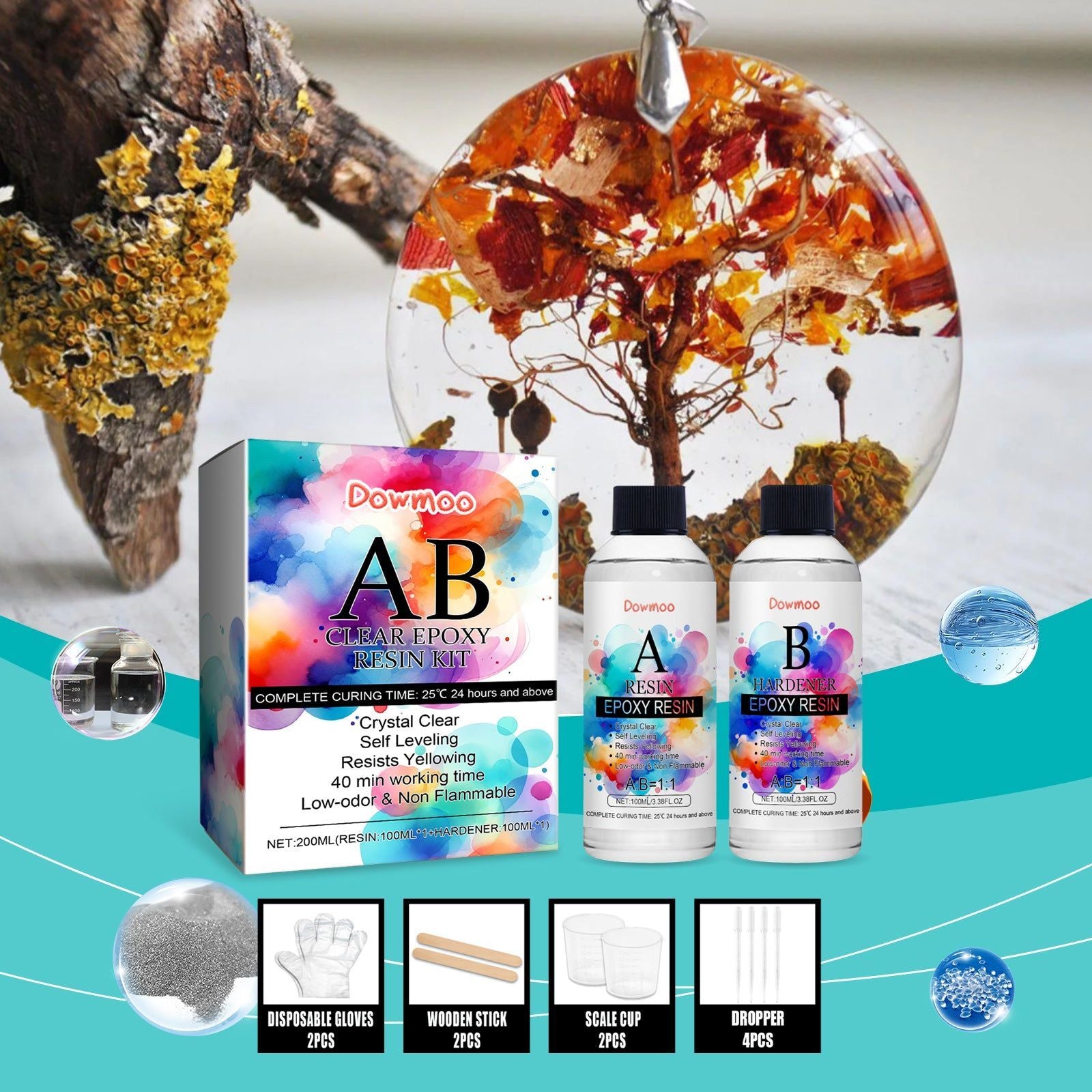 Create Stunning DIY Art with Clear Epoxy Resin Kit, High Transparency, Yellowing Resistance ,1set