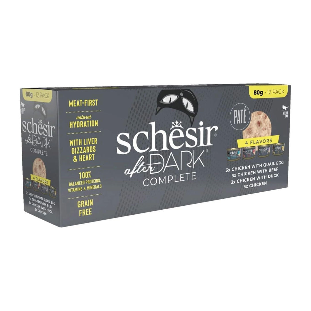 Schesir After Dark in Pâté Variety Pack Wet Cat Food, Pack Of 12m, 80gm