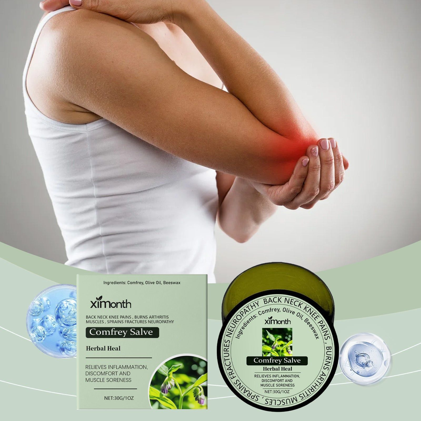 Comfrey Soothing Cream for Joint Pain, Natural Herbal Care, Relieves Body Discomfort ,30g