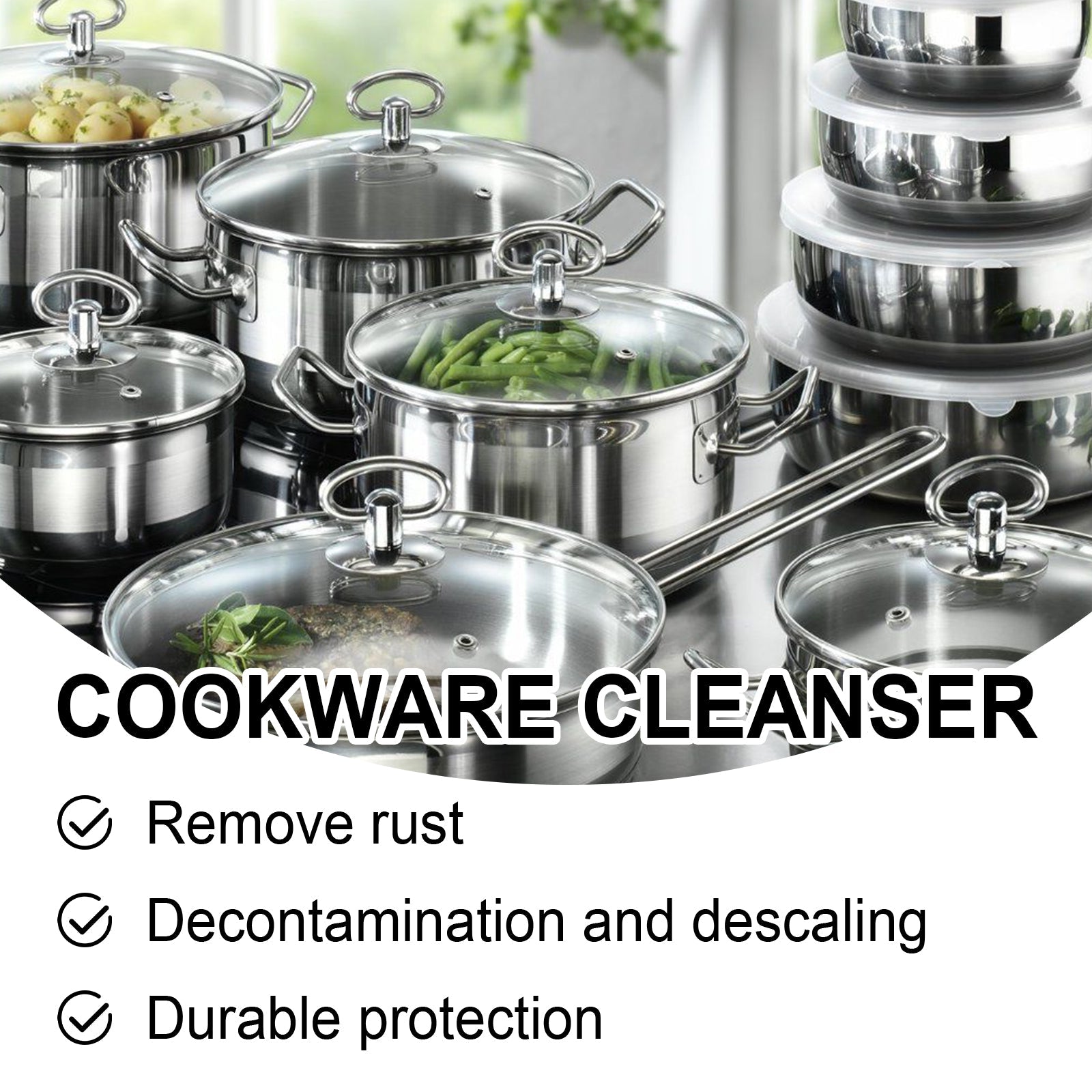 Cookware Cleaner 200g, Rust & Water Stain Remover, Stainless Steel, Kitchen Utensil Cleaner ,200g
