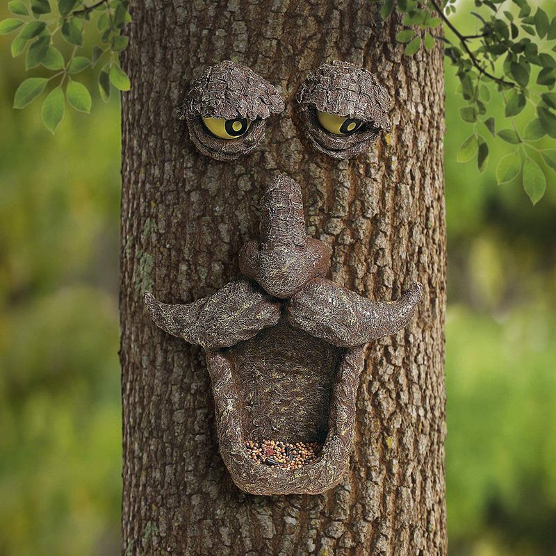 Bird Feeder Tree Face Decor OutdoorFun Old Man Tree Sculpture Yard