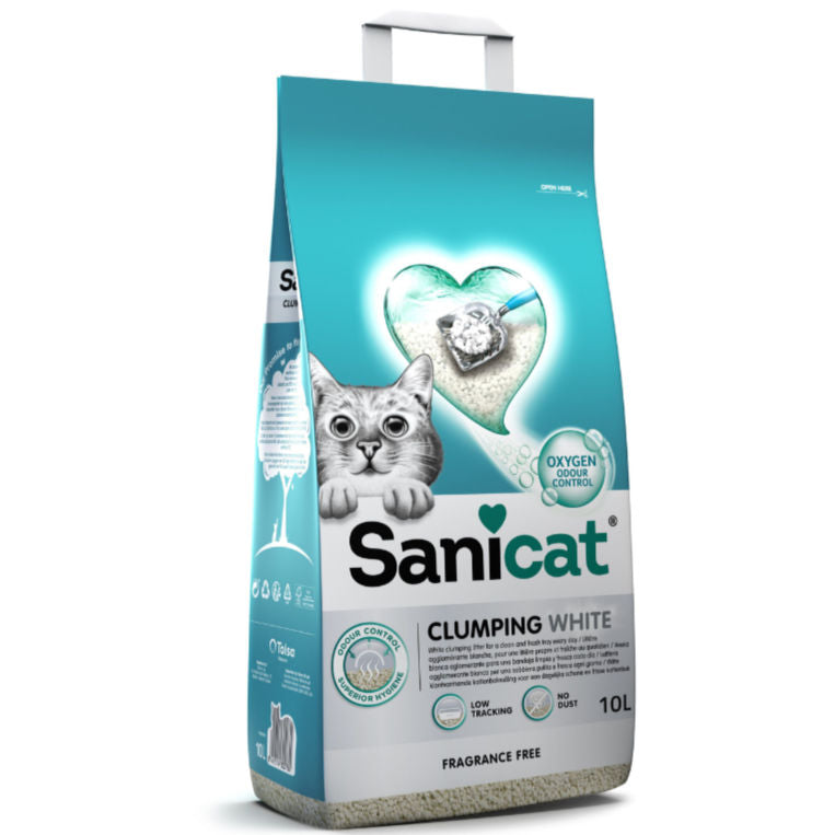 Sanicat Clumping White Unscented - 8L