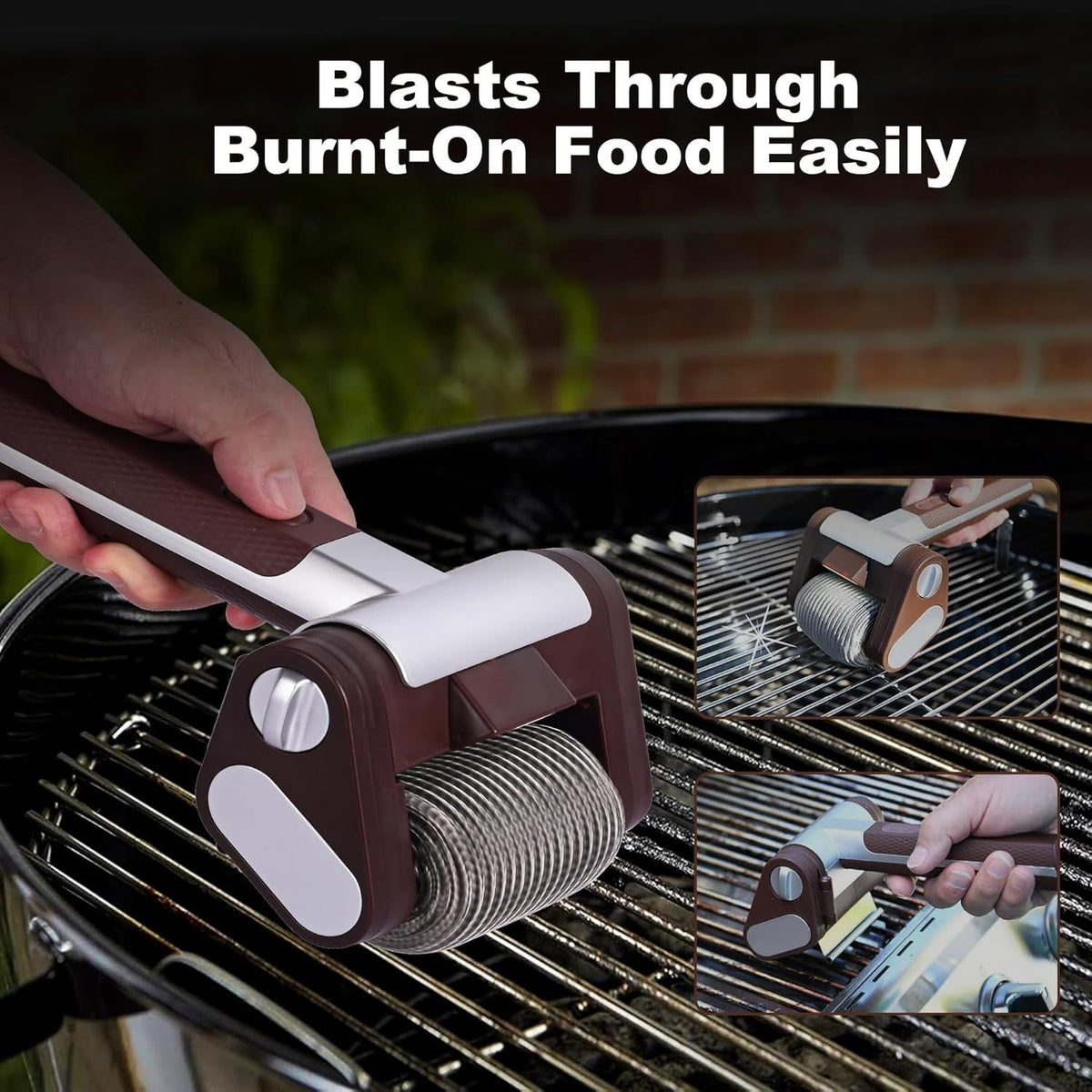 Electric Grill Cleaner Rechargeable Stainless Steel Barbecue Grill Roller Brush