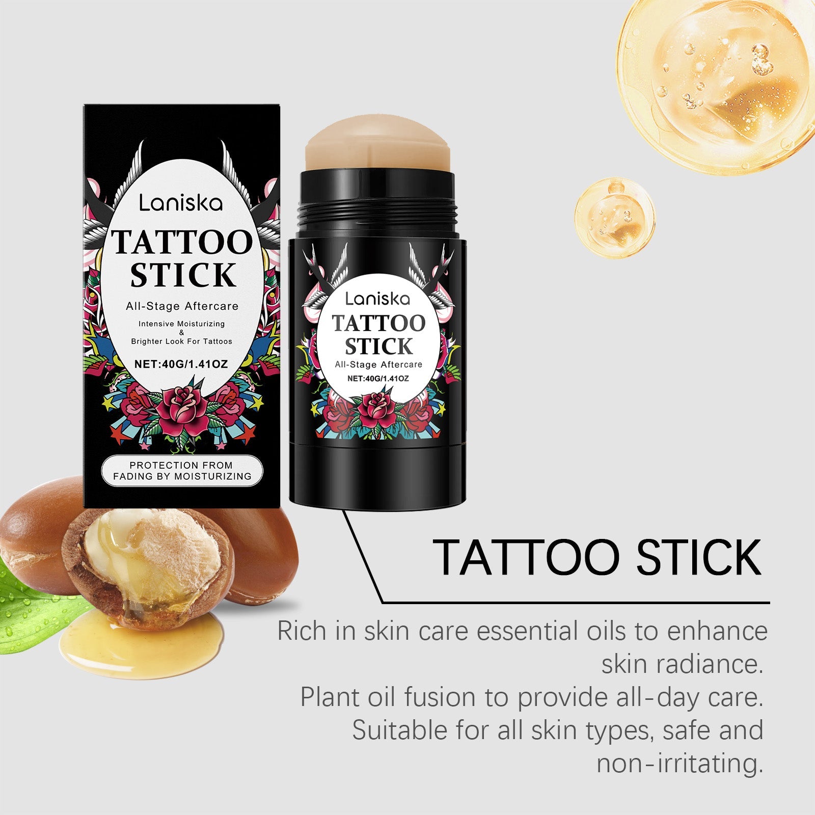 Body Care Soothing Stick, Hydrating, Gentle, Tattoo Aftercare, Moisturizer ,40g