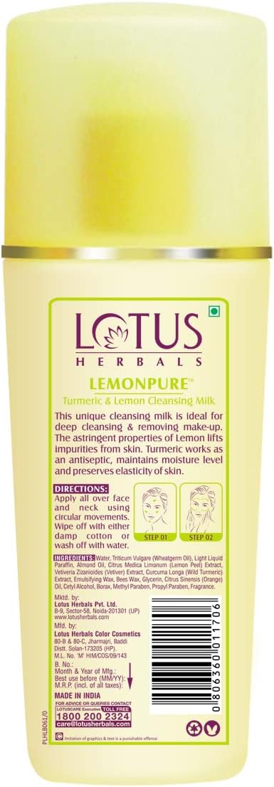LOTUS Herbals Lemonpure الكركم والليمون حليب التنظيف 170 مل -