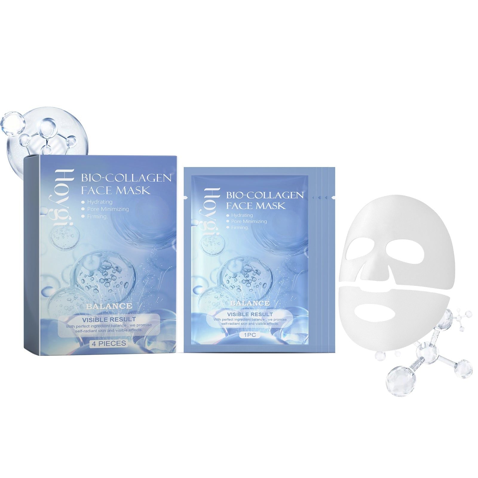 Collagen Hydrating Mask, Moisturizing, Refreshing Skin Care, Glow, Anti-Aging ,4pieces