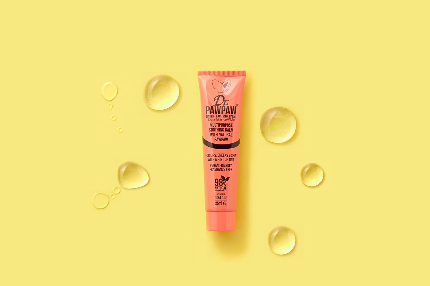 Dr. Pawpaw Tinted Peach Pink Balm - Multi-purpose Balm, Pawpaw Lip Balm, Lip Balm, Tinted Balm, Skin Highlighter, Smooth Skin, Cracked Lips, Vegan Beauty, Ethical Beauty, 25ml
