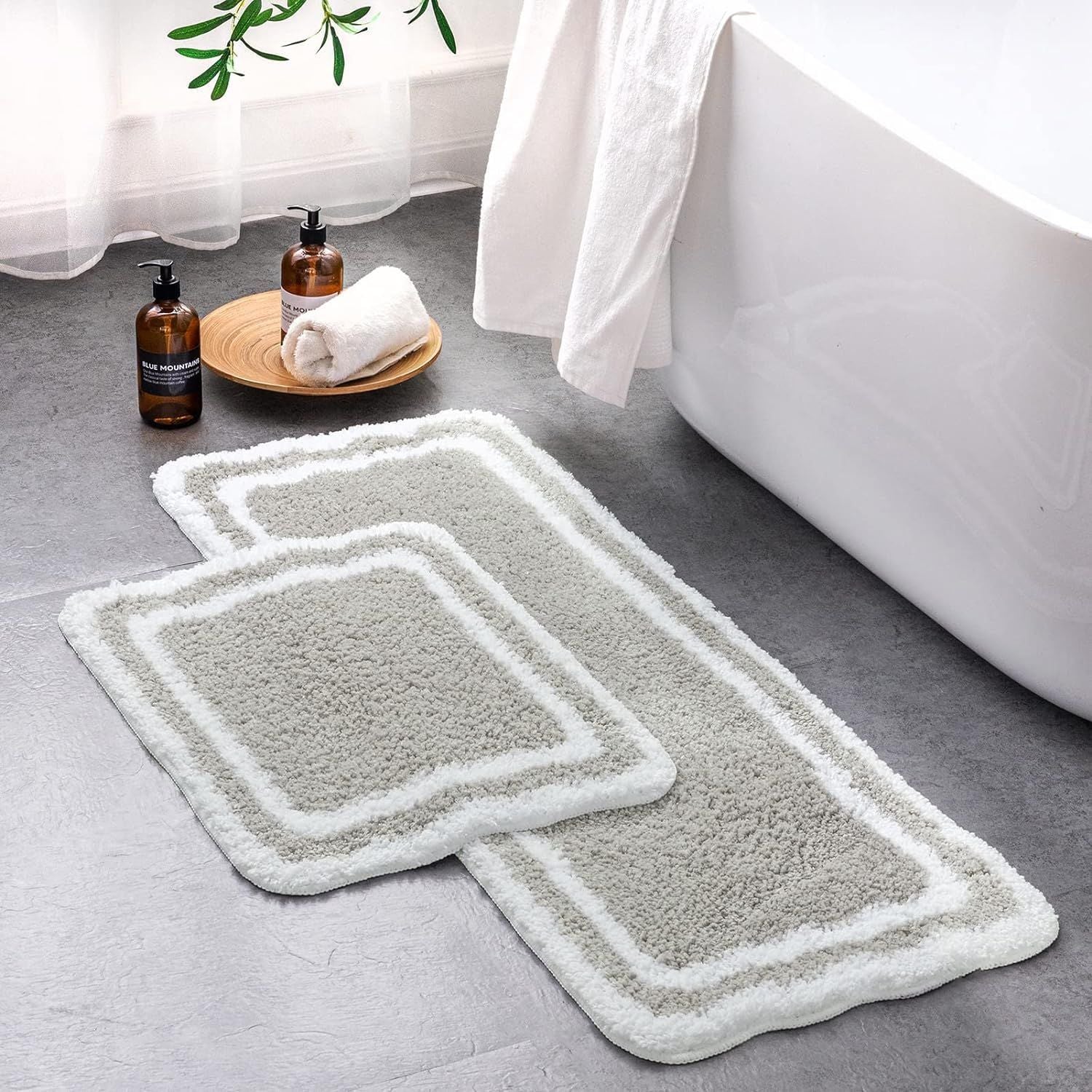 AIESY® Set of 2 Beautiful Luxury Rectangle Quick Dry Bath Mat