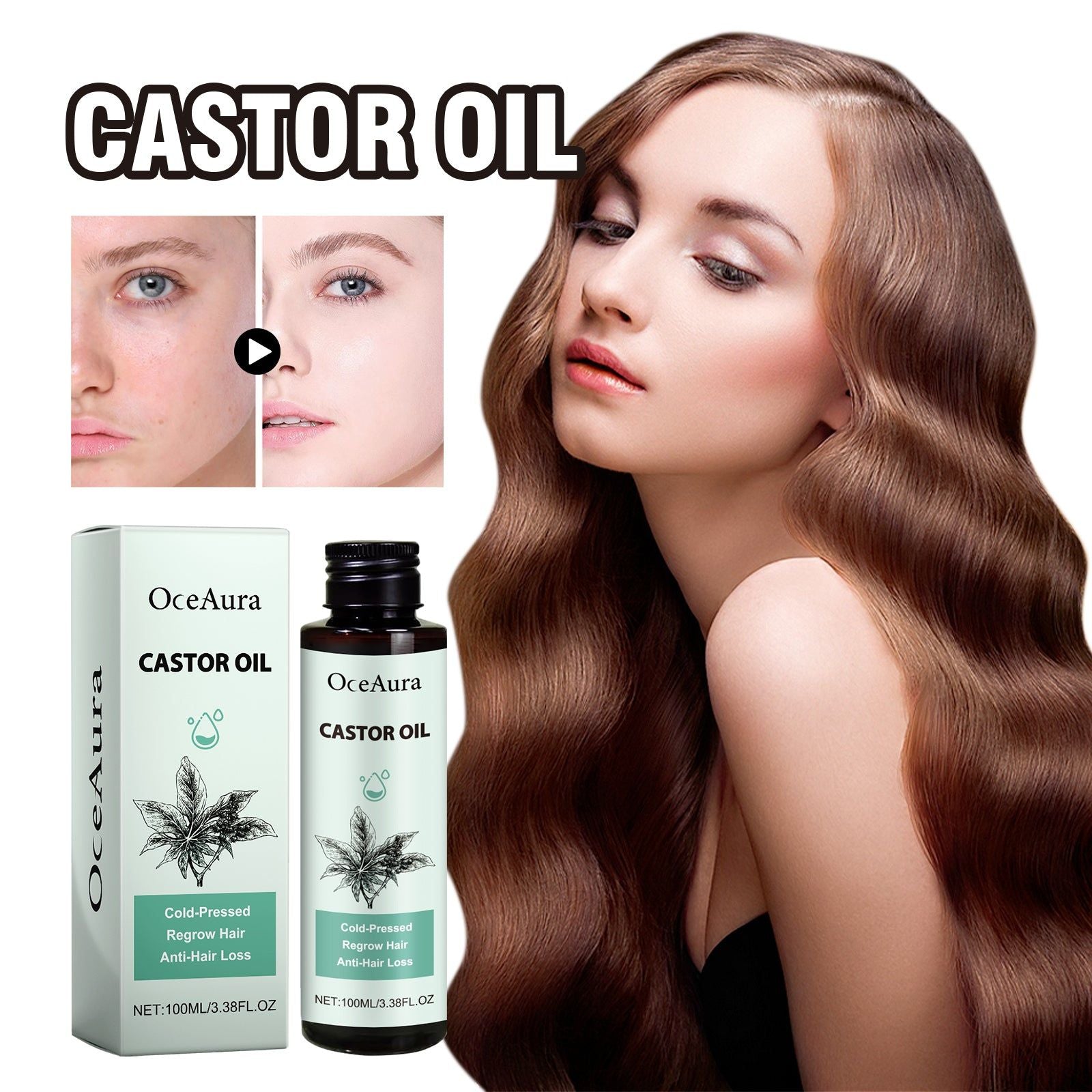 Castor Oil for Hair Care, Grow Thicker, Stronger, Hydrated Hair Naturally ,100ml