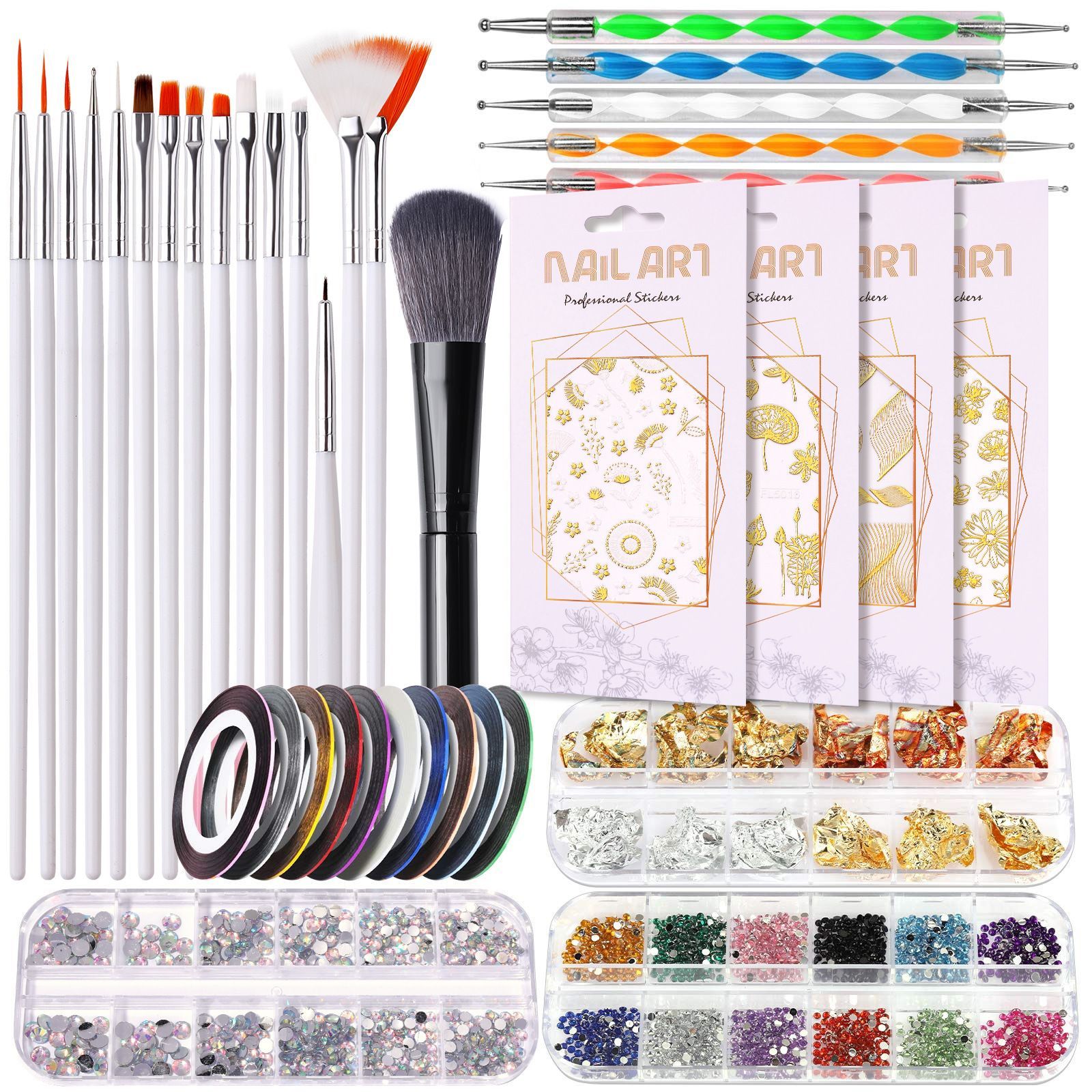 Nail Art Brushes Kit Professional Complete Nail Art Painting Decorative Tool Set